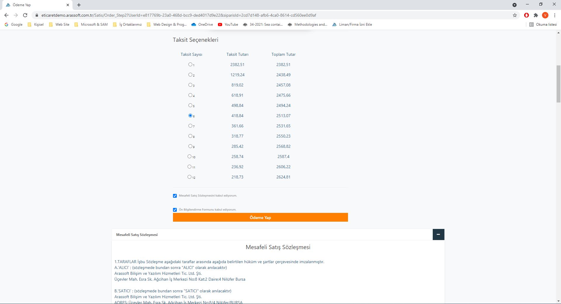 Arassoft E-Ticaret Sitesi