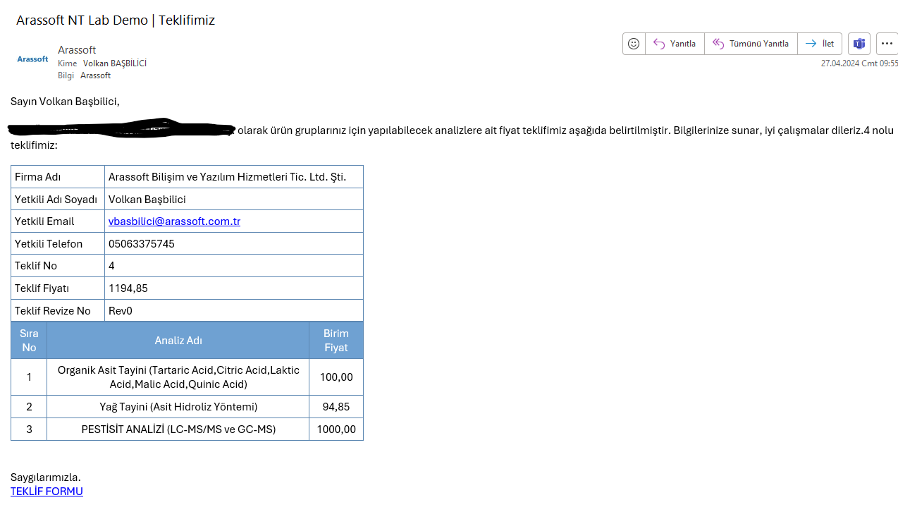NTLAB B2B Modülü